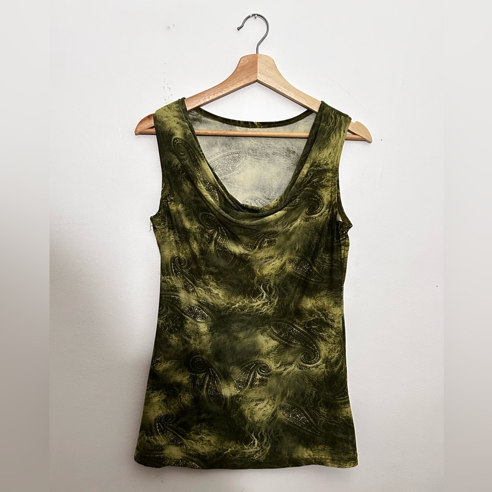 vintage fairy green cowl neck tank